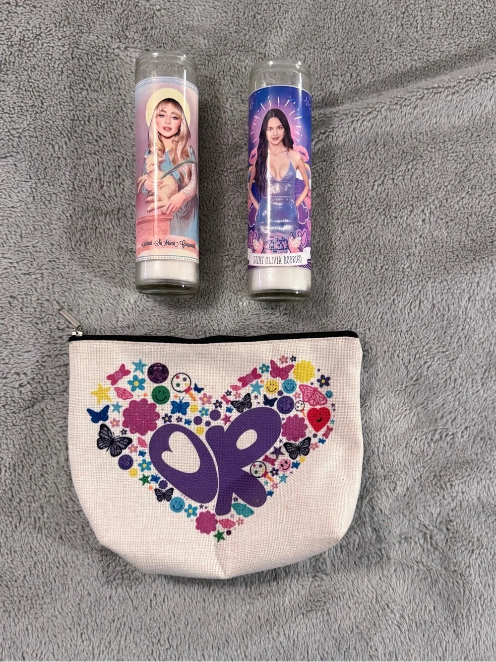 Pop-Princess Set: St Olivia Rodrigo/Sabrina Carpenter/Candles/Zip Pouch/Stickers